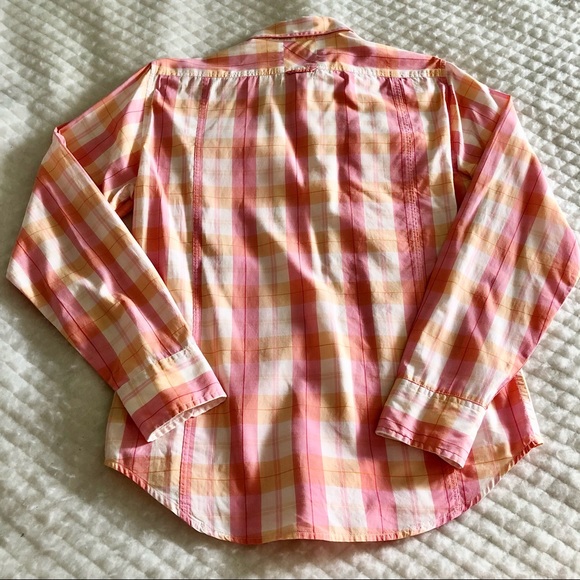 Guess Shirt Women’s S Button Down Pink Plaid Pastel Western Long Sleeve Colorful - Picture 7 of 8